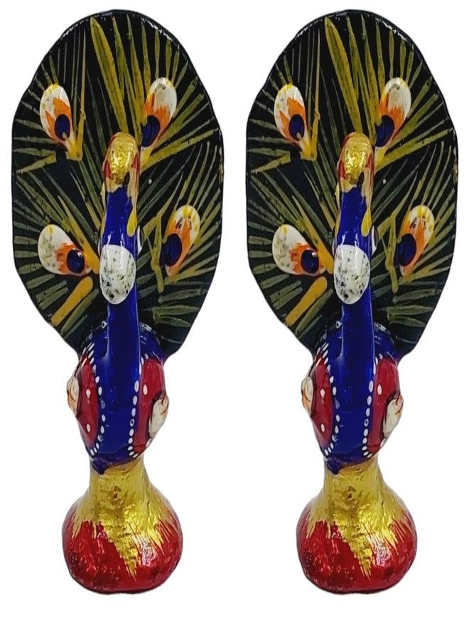 Snabs Beautiful Miniature Peacock Showpiece for Mandir Pooja Room Laddo Gopal/Kanha ji ke Khilone Idol, Statue, Decorative Item, Set of 2 - Image 1